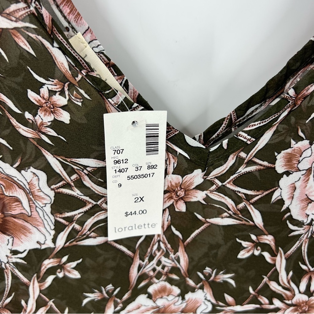 ✅ NWT LORALETTE V-NECK FLORAL SLEEVELESS TOP 2X - Picture 3 of 5